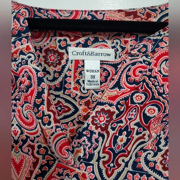 Croft & Barrow Multicolored Paisley Print Blouse Tunic in Size 3X - Picture 2 of 10